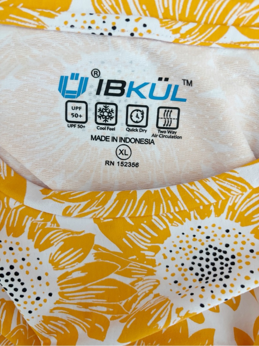 Ibkul Ruthie Orange Peel Print Long Sleeve Crew Neck Sun Shirt XL - Picture 4 of 5
